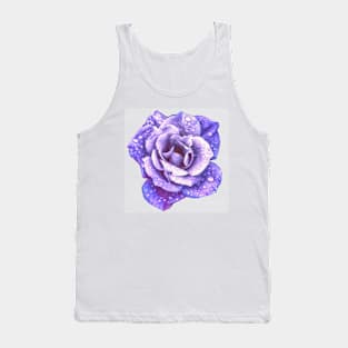 Midnight Purple Rose with Raindrops Tank Top